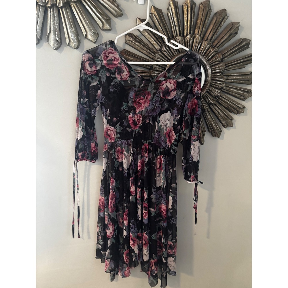 Bongo Festival Mesh Wrap Dress Whimsigoth Floral Fairy Small - Picture 6 of 8